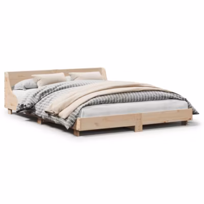 Lit double, Lit adulte, Cadre de lit sans matelas 150×200 cm bois de pin massif