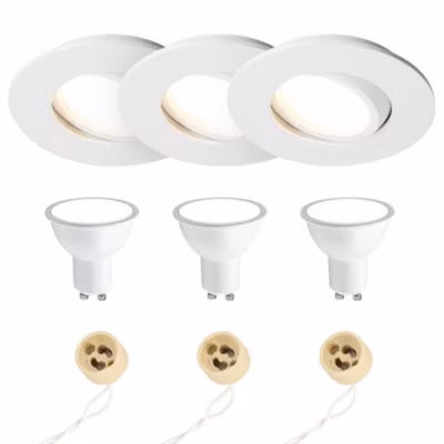 Spot encastrable au plafond IP44 blanc, ampoule 4000K 5,5W GU10, orientable, encastrable, POLI EDO, 3 pcs.