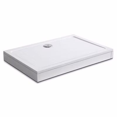 Receveur de Douche blanc extra plat carré en résine – 160×80 cm – avec 10 kit de plinthe et pieds
