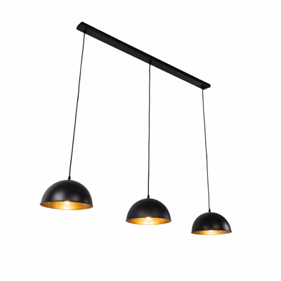 Suspension intelligente noire avec or 3 lumières avec Wifi A60 – Magnax