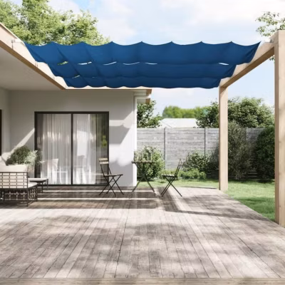 vidaXL Auvent Vertical Ecran de Protection Ecran d&rsquo;Intimité de Balcon Auvent de Patio Jardin Extérieur Bleu 140×800 cm Tissu 14846