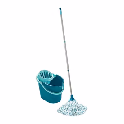 LEIFHEIT Kit de nettoyage sol Classic Mop 56792 Leifheit ensemble de nettoyage balai a franges viscose tres absorbantes seau pan
