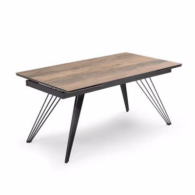 Table extensible 160-240 cm céramique effet bois pieds filaires – TEXAS 01