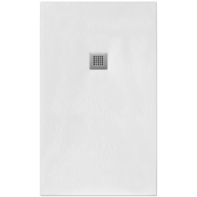 Receveur de Douche 90X140 cm Ligne Vulcano Fin Blanc en Résine Synthétique et Poudre de Marbre Avec Drain Libre FRASCIO