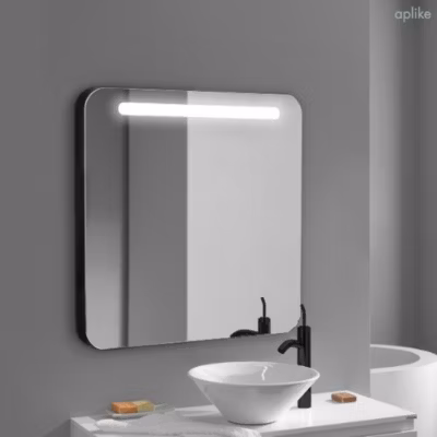 Miroir de Salle de Bain LED Rectangulaire avec Cadre Noir 60×70 cm Rio – Aplike