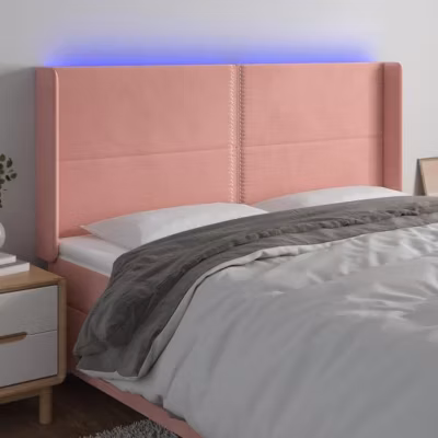 vidaXL Tête de Lit à LED Meuble de Chambre à Coucher Accessoire de Lit Double Tête de Cadre de Lit Intérieur Rose 3123967