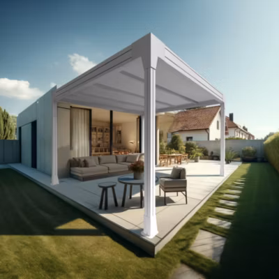 Carport HAPESIRE Isotoit îlot 3,78×3,00m (Blanc)