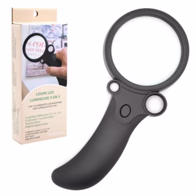 Loupe FISHTEC 3 Grossissements 2,5X , 5X, 164X Lumières LED