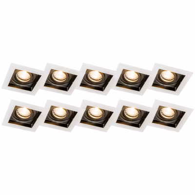 Lot de 10 spots encastrés blanc et noir – Carree