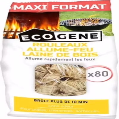 Rouleaux allume-feu laine de bois ECOGENE maxi format x80