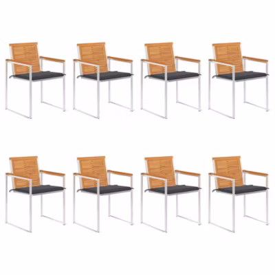 Chaises de jardin lot de 8 avec coussins Bois d&rsquo;acacia solide vidaXL