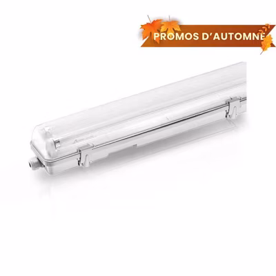 Réglette étanche saillie vide 1,2m, pour deux tubes LED