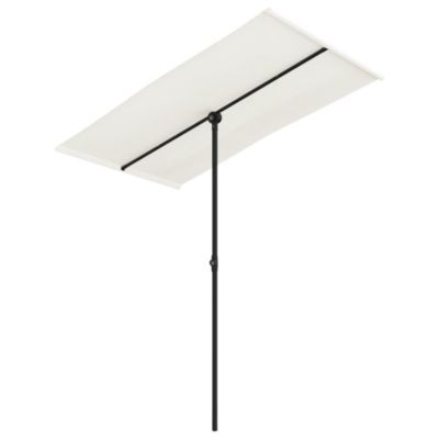 Parasol d&rsquo;exterieur avec mât en aluminium aluminium blanc Helloshop26
