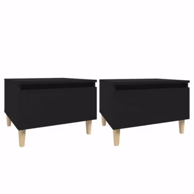 819503 vidaXL Tables d&rsquo;appoint 2 pcs Noir 50x46x35 cm Bois d&rsquo;ingénierie