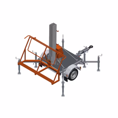 Monte charge sur remorque – Lève charge pliant – Charge max 200kg – Treuil de levage électrique 4824mm – Travaux de construction –