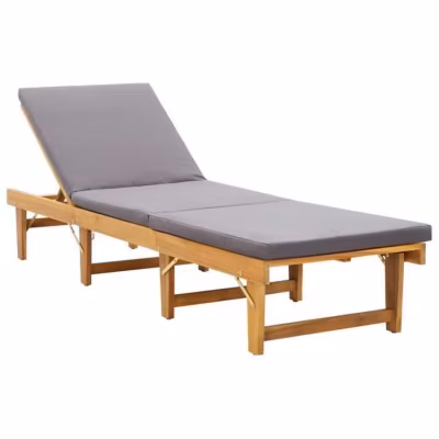 vidaXL Chaise longue pliante avec coussin Bois d&rsquo;acacia solide