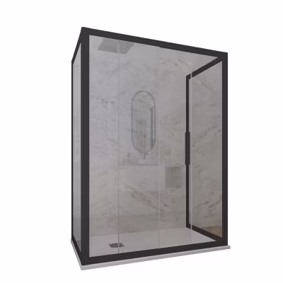 Cabine parois de douche 3 côtés coulissantes 80x100x80 cm H 200 en PVC Noir Matt Verre Transparent mod. Deco Trio