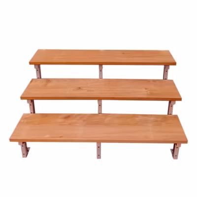 Escalier en acier BALI, 3 marches en bois exotique Bangkirai, Hauteur 54 cm – L 160 cm