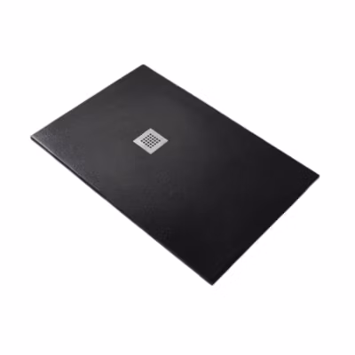 Receveur de Douche 65X130 cm Ligne Vulcano Fin Noir en Résine Synthétique et Poudre de Marbre Avec Drain Libre FRASCIO