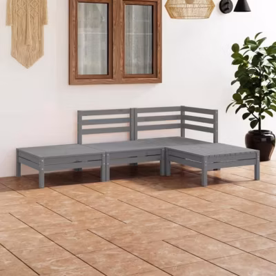 vidaXL Bois de Pin Massif Salon de Jardin 4 pcs Mobilier de Patio Meubles de Terrasse Mobilier de Jardin Ensemble de Meubles 30826