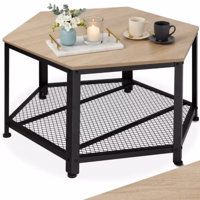 Table basse salon style industriel en Bois et Acier