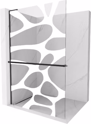 Mexen Kioto+ L panneau de douche avec étagère Walk-in 100 x 200 cm, vague blanche, noir – 800-100-123-70-97