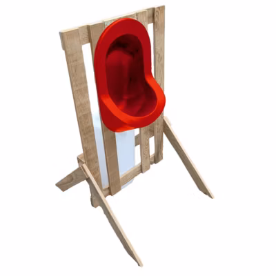 Urinoir d&rsquo;extérieur en palette – Epuré – Rouge – Design bohème – Réservoir 25 litres
