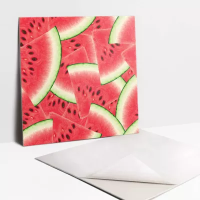 Carreaux vinyle Tulup 30×30 cm Tranches de pastèque rouge 9 pcs