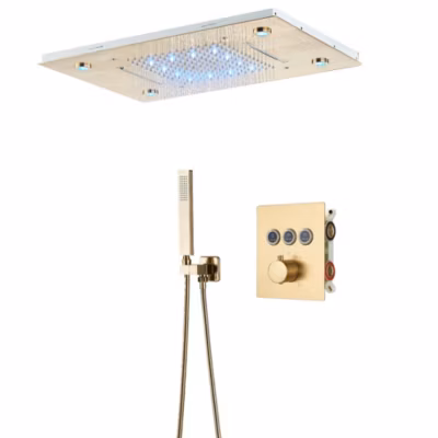 Mitigeur de douche Doré Encastré LED