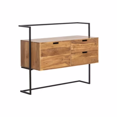 Meuble sous vasque en bois d&rsquo;acacia et métal Ninon