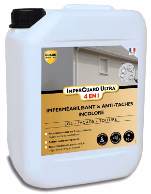ImperGuard Ultra 4 en 1 Imperméabilisant HydrofugeAnti Dépôts Verts Durcisseur Certifié Contact Alimentaire 5L 40 m2