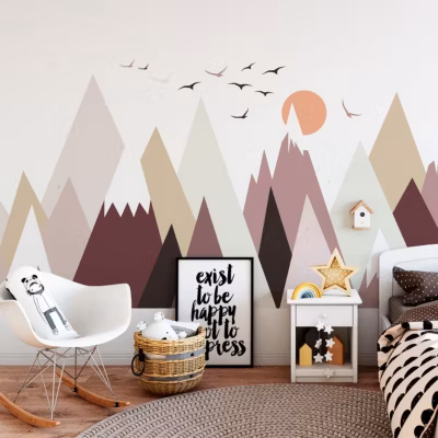 Stickers enfant montagnes scandinaves katenkka 120 x 180 cm