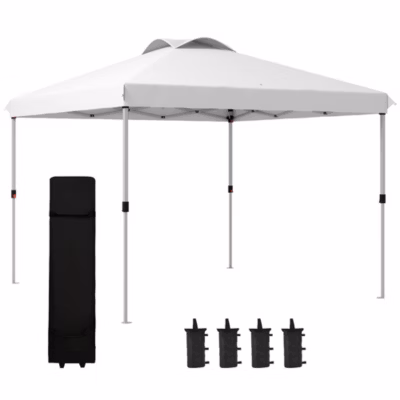 Tonnelle barnum pop-up pliant 3 x 3 m sac de transport à roulettes blanc