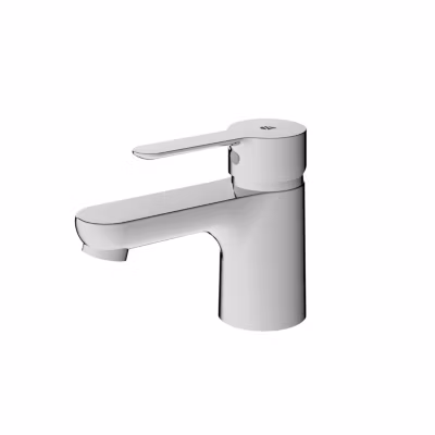Robinet mitigeur lavabo laiton Chrome design, jet doux & économie d&rsquo;eau – Taille S : 5x10x14cm (LxHxP) – TIM