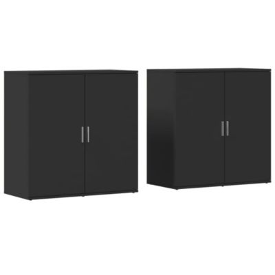 Buffets 2 pcs noir 79x38x80 cm bois d&rsquo;ingénierie vidaXL