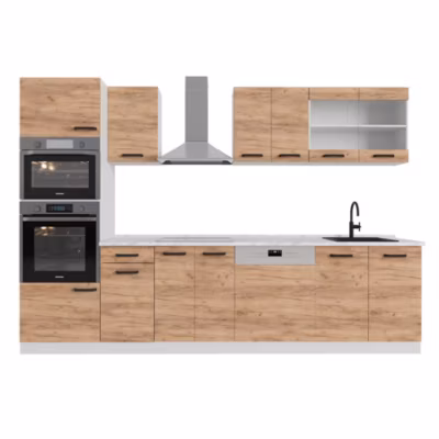 Vicco Cuisine Chêne doré/blanc 300cm sans PT