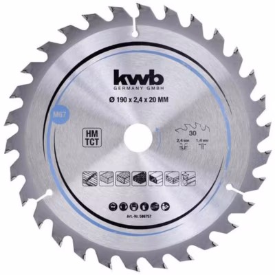 kwb Lame de scie circulaire carbure CleanCut 190 x 20 mm 30 dents, 1 pc