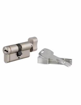 Cylindre de serrure à bouton débrayable Transit 1, 30Bx30mm, 5 clés, nickelé – THIRARD