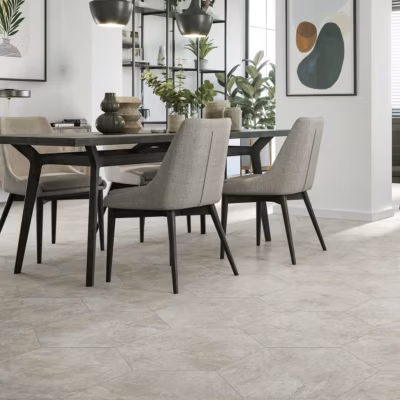 Grès Cérame Premium Format 56×48,5 Intérieur/Extérieur Arlet White Hexagonal Effet Travertin