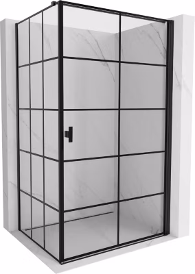 Mexen Mist-B cabine de douche à charnière droite 80 x 70 cm, grille noire, noire – 8A2T-080-070-70-77-P