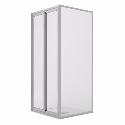 Cabine de douche Angulaire 90x100CM H185 Verre Transparent Fixe+Saloon 2 Portes Pivotantes 100 mod. Clint