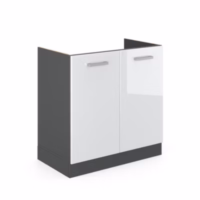 Vicco Meuble bas sous-évier Blanc Haute brillance 80cm sans PT