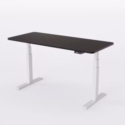 AUM WORLD Bureau Réglable Électrique, 120×70, DIY, 2 moteurs, Mémoires, Timer, USB A&C, 62-127cm, 120kg, Blanc, Noir