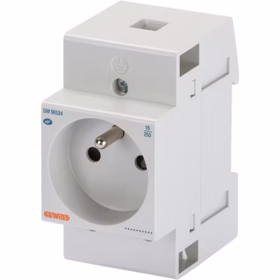 Prise de courant modulaire Gewiss – Pour rail EN50022 – Standart Français – 2,5 modules