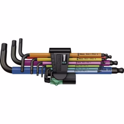 Jeu De Clés Allen 6 Pans 950/9 Hex-plus Multicolour Hf 1, 9 Pièces – Wera – 05022210001