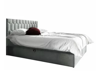 Lit continental Baltimore 181, Double, Gris, Tissu, Disponible