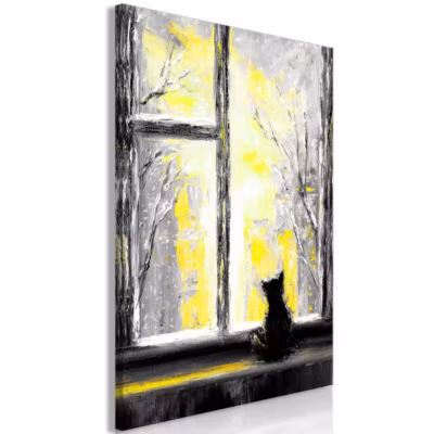Tableau Longing Kitty 1 Pièce Vertical Yellow 40×60 cm