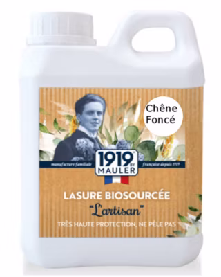 Lasure bois extérieur et intérieur biosourcée Chêne Foncé 5L – 1919 BY MAULER – Ne s&rsquo;écaille pas