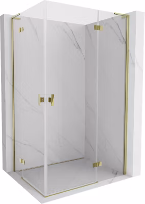 Mexen Mist-H L Duo cabine de douche pivotante droite 90 x 110 cm, transparente, or – 8A5L-090L-110P-50-00
