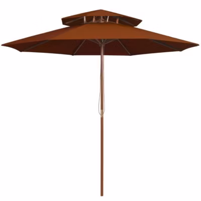 vidaXL Parasol double avec mât en bois Terre cuite 270 cm